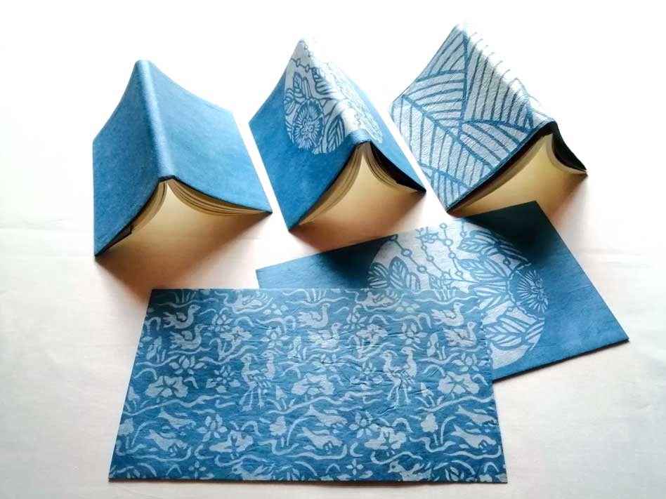 藍染め和紙 型染